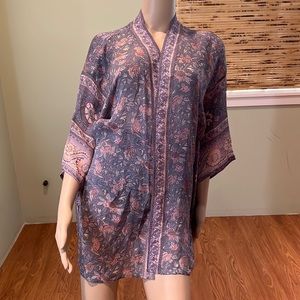 Mes Demoiselles Paris Multi-colored Silk Short Kimono With Open Size 38